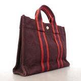 【6ke5245】エルメス トートバッグ フールトゥPM キャンバス ボルドー シルバー金具【中古】レディース