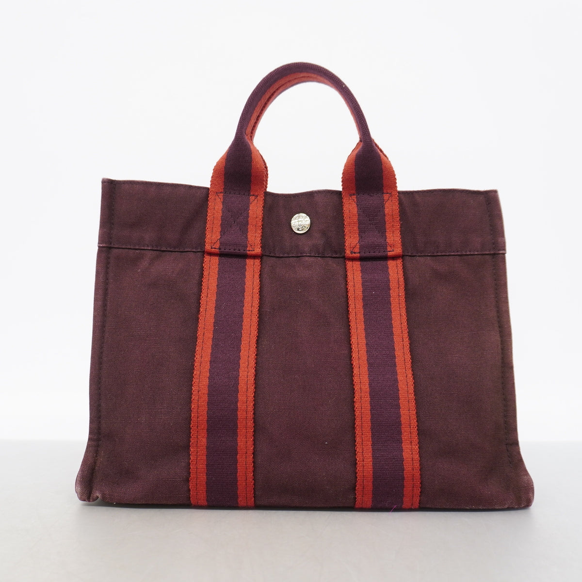 【6ke5245】エルメス トートバッグ フールトゥPM キャンバス ボルドー シルバー金具【中古】レディース