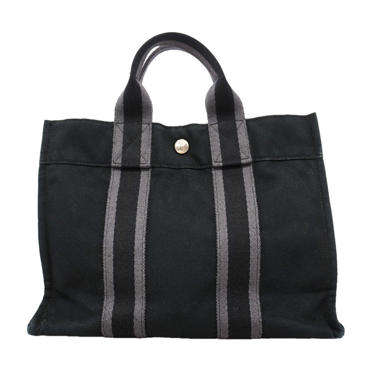 【6ke5246】エルメス トートバッグ フールトゥPM キャンバス ブラック シルバー金具【中古】レディース