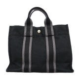 【6ke5246】エルメス トートバッグ フールトゥPM キャンバス ブラック シルバー金具【中古】レディース