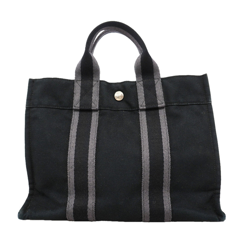 【6ke5246】エルメス トートバッグ フールトゥPM キャンバス ブラック シルバー金具【中古】レディース