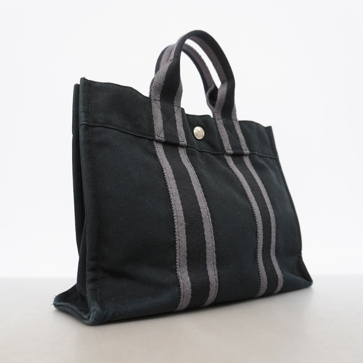 【6ke5246】エルメス トートバッグ フールトゥPM キャンバス ブラック シルバー金具【中古】レディース