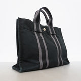 【6ke5246】エルメス トートバッグ フールトゥPM キャンバス ブラック シルバー金具【中古】レディース