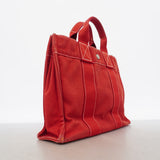 【6ke5247】エルメス トートバッグ ドーヴィルPM キャンバス レッド シルバー金具【中古】レディース