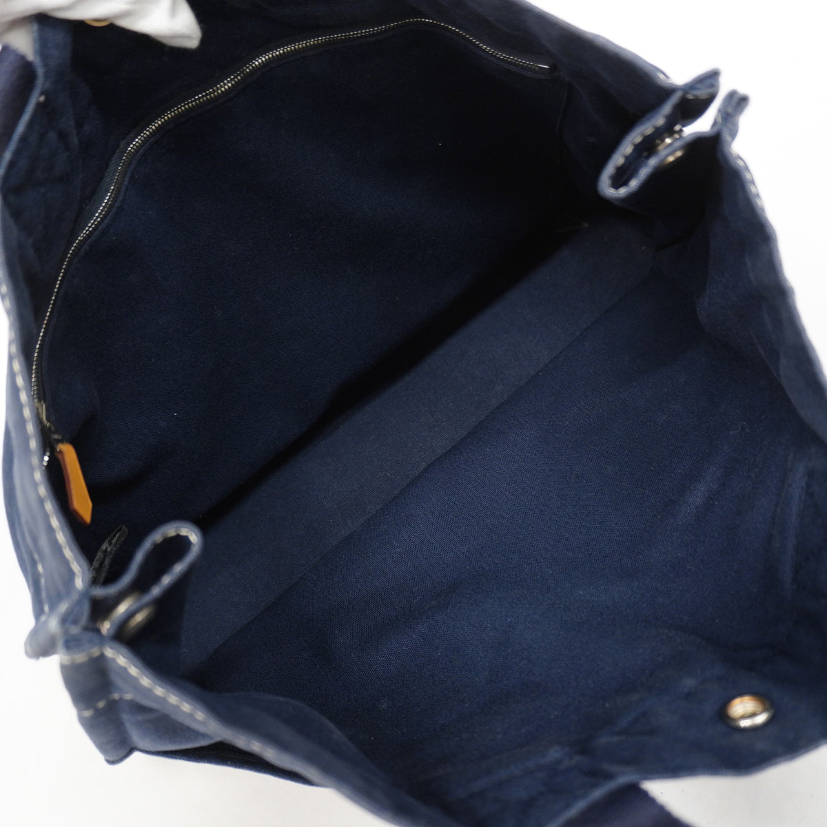 【6ke5248】エルメス トートバッグ ドーヴィルMM キャンバス ネイビー シルバー金具【中古】レディース