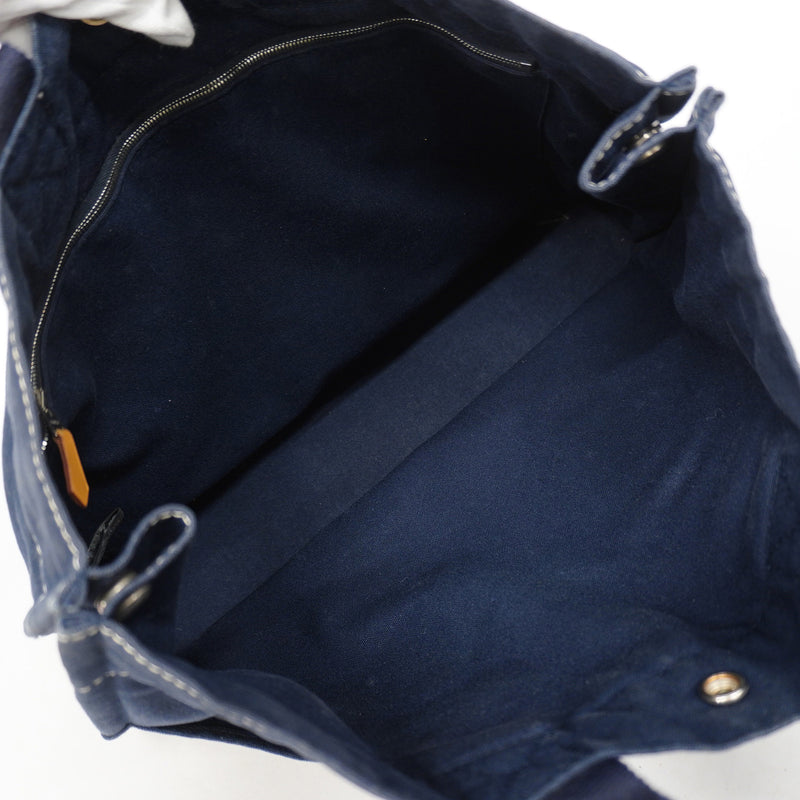 【6ke5248】エルメス トートバッグ ドーヴィルMM キャンバス ネイビー シルバー金具【中古】レディース