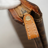 【6ke5251】セリーヌ クラッチバッグ マカダム PVC ブラウン ゴールド金具【中古】レディース