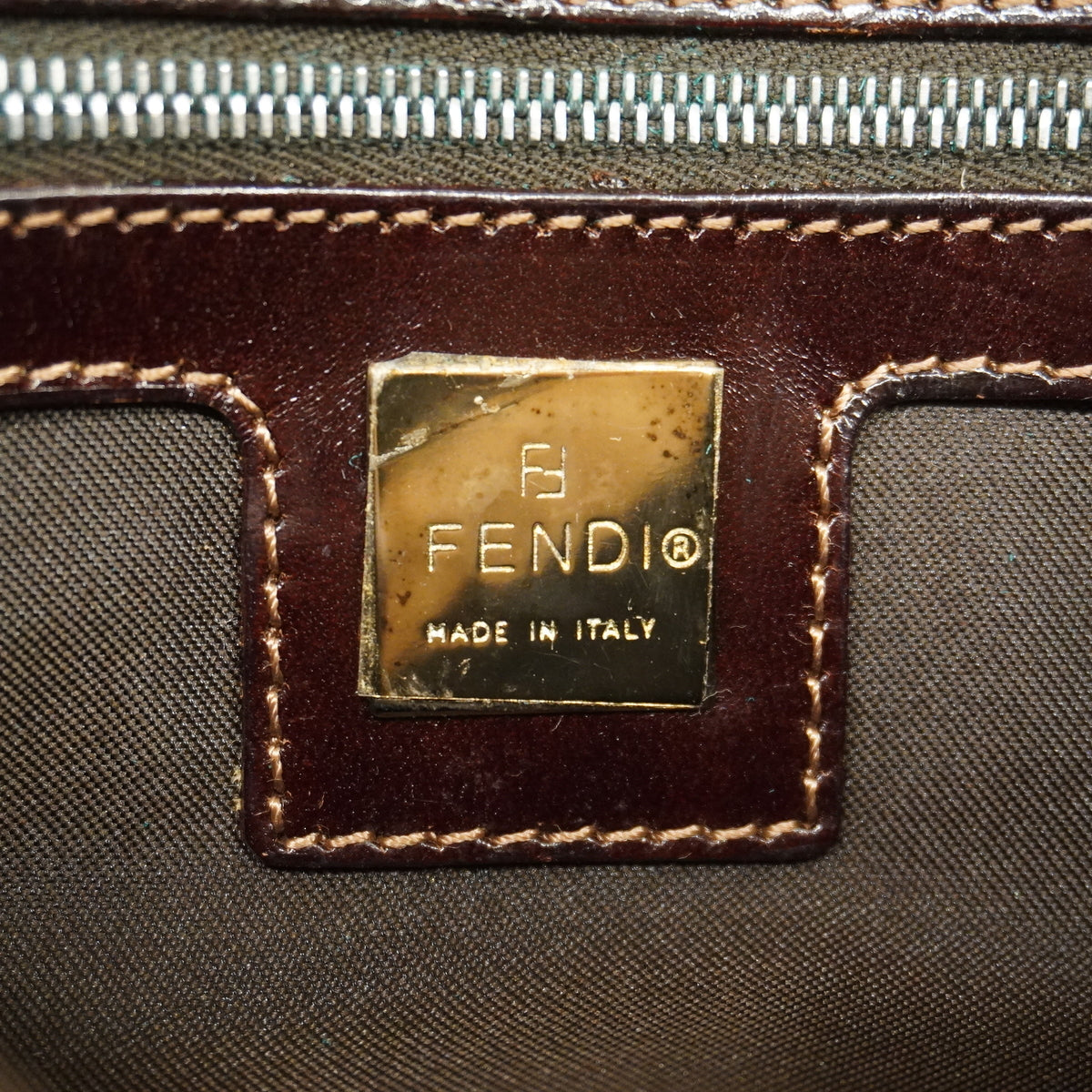 【6ke5254】フェンディ ハンドバッグ ズッカ マンマバケット キャンバス ベージュ シルバー金具【中古】レディース