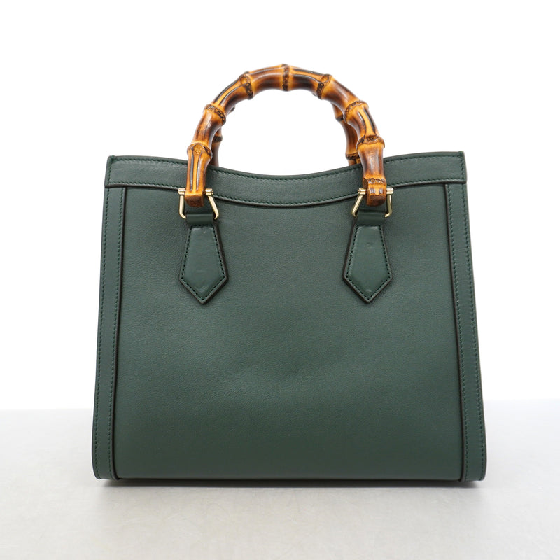【6ke5255】グッチ トートバッグ バンブー ダイアナ 853226 レザー グリーン シャンパンゴールド金具 2wayバッグ【中古】レディース
