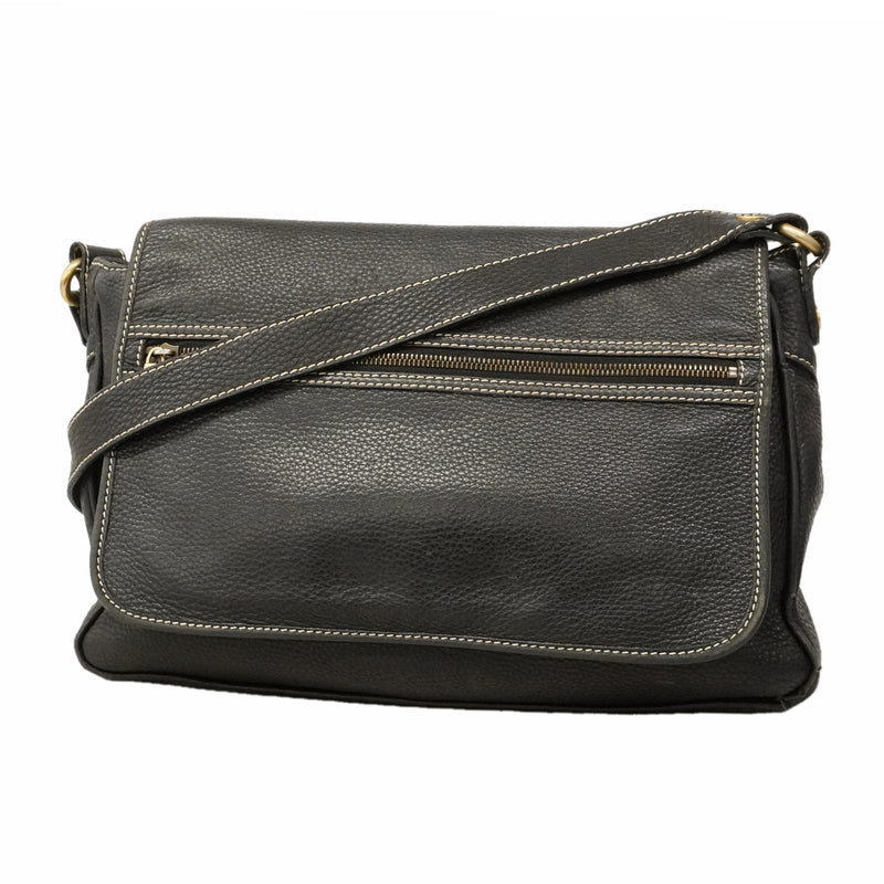 【6ke5257】セリーヌ ショルダーバッグ レザー ブラック ゴールド金具【中古】レディース