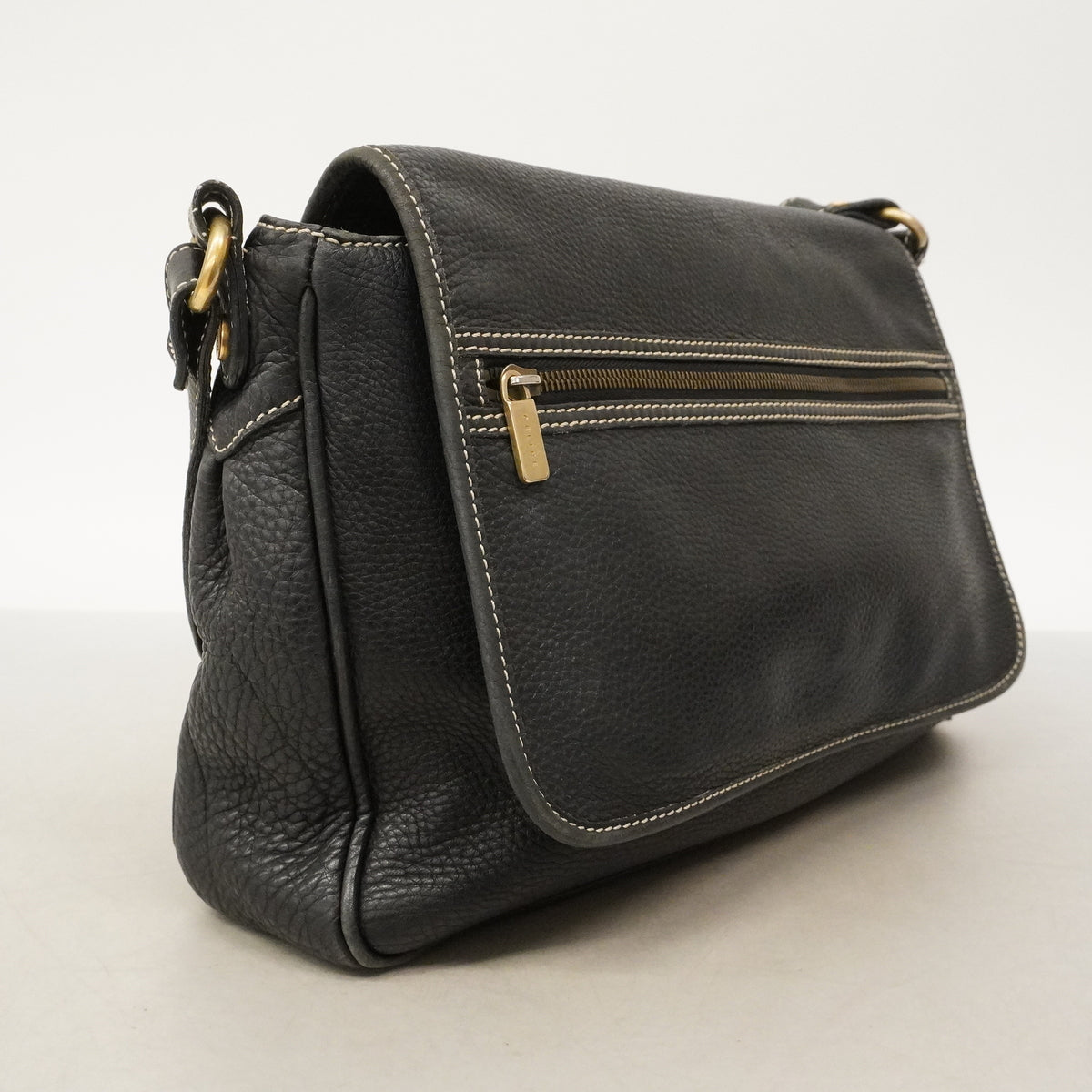 【6ke5257】セリーヌ ショルダーバッグ レザー ブラック ゴールド金具【中古】レディース