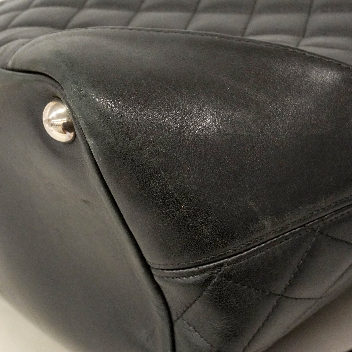 【6ke5258】シャネル トートバッグ カンボン ラムスキン ブラック ホワイト シルバー金具【中古】レディース