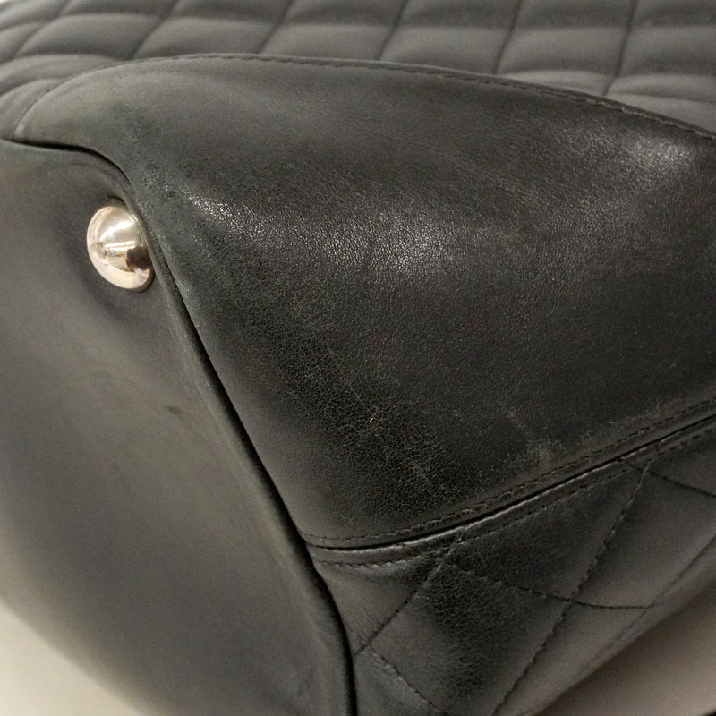 【6ke5258】シャネル トートバッグ カンボン ラムスキン ブラック ホワイト シルバー金具【中古】レディース