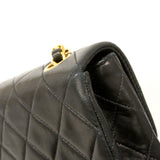 【6ke5259】シャネル ショルダーバッグ ミニマトラッセ チェーンショルダー ラムスキン ブラック ゴールド金具【中古】レディース