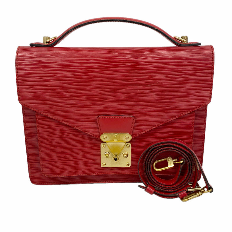 【6ke5273-h】ルイヴィトン ハンドバッグ エピ モンソー M52127 カスティリアンレッド 2wayバッグ【中古】レディース