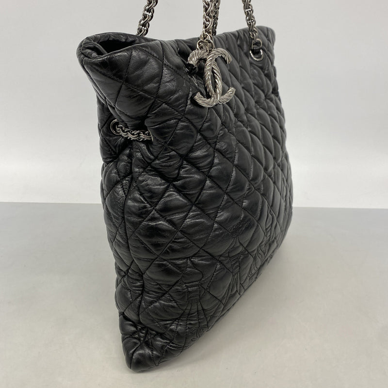 【6ke5275-h】シャネル ショルダーバッグ チェーンショルダー パリモスクワライン レザー ブラック シルバー金具【中古】レディース