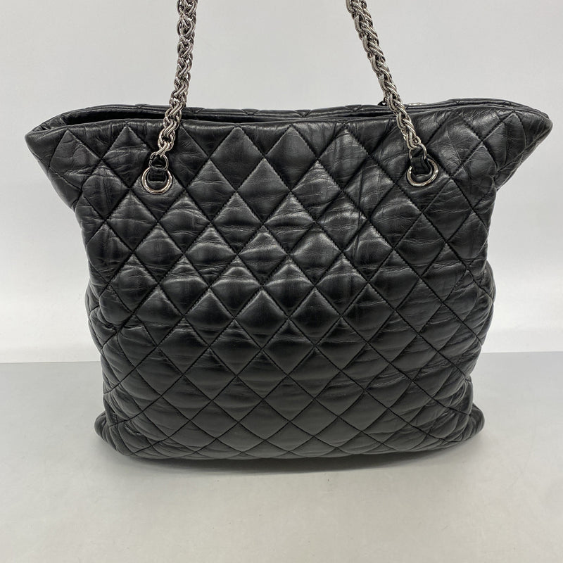 【6ke5275-h】シャネル ショルダーバッグ チェーンショルダー パリモスクワライン レザー ブラック シルバー金具【中古】レディース