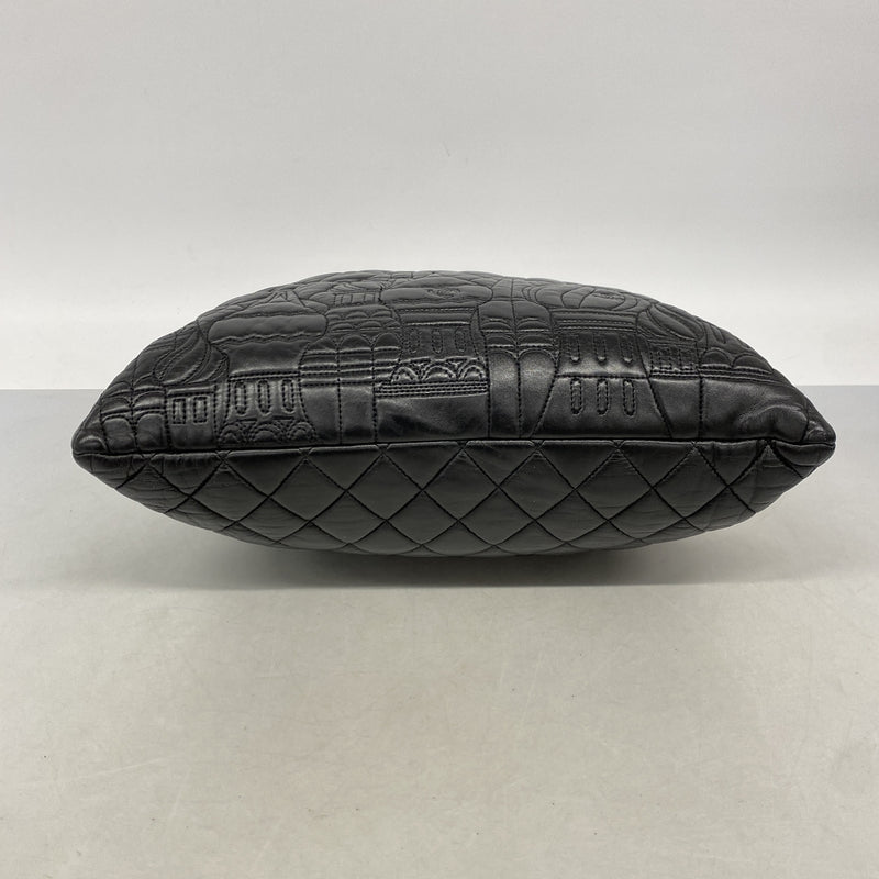 【6ke5275-h】シャネル ショルダーバッグ チェーンショルダー パリモスクワライン レザー ブラック シルバー金具【中古】レディース