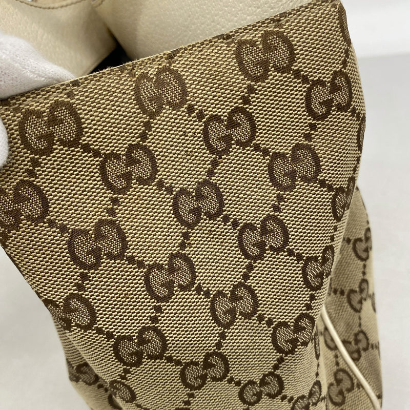 【6ke5284】グッチ ハンドバッグ GGキャンバス 154982 キャンバス ベージュ シャンパンゴールド金具【中古】レディース