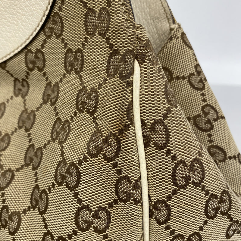 【6ke5284】グッチ ハンドバッグ GGキャンバス 154982 キャンバス ベージュ シャンパンゴールド金具【中古】レディース