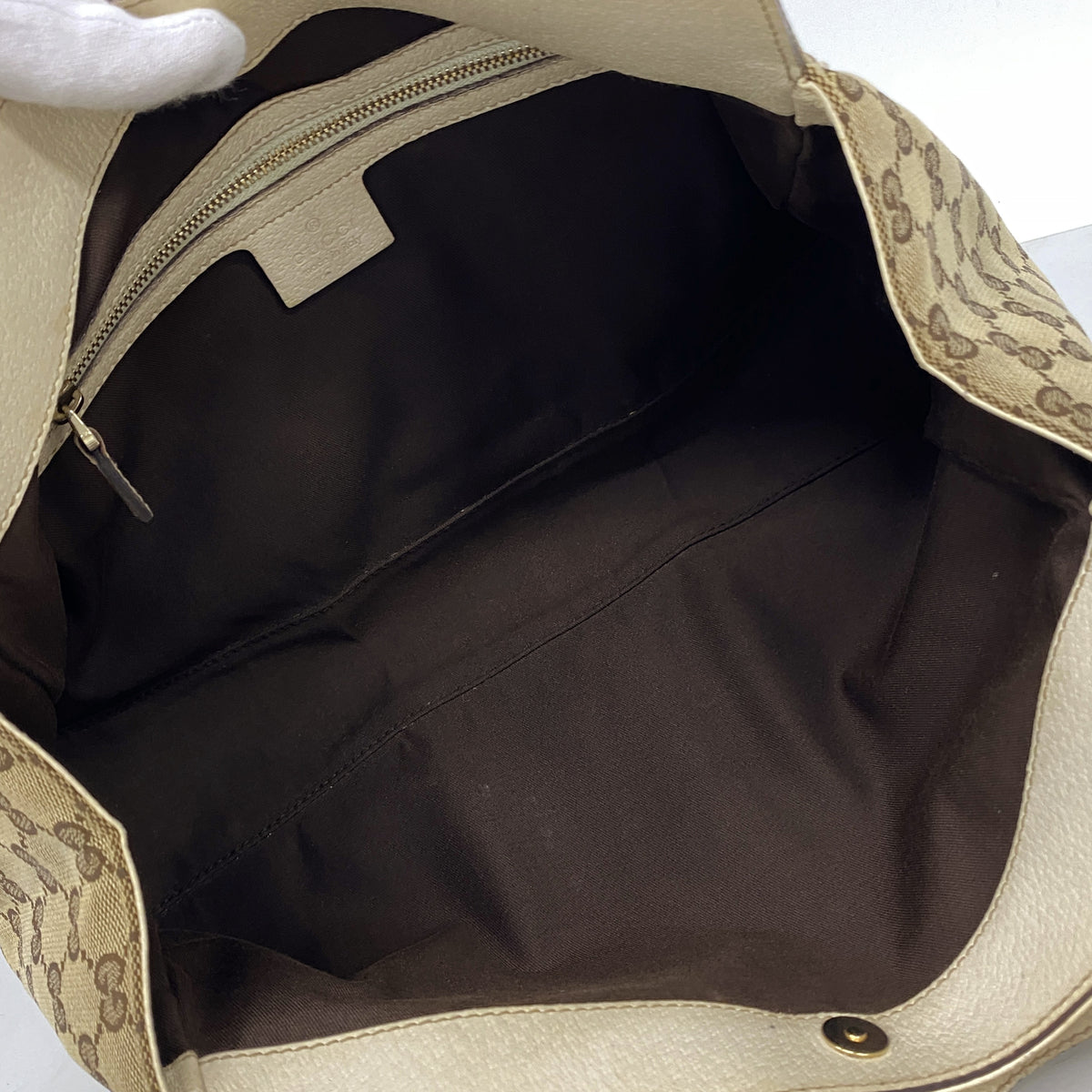 【6ke5284】グッチ ハンドバッグ GGキャンバス 154982 キャンバス ベージュ シャンパンゴールド金具【中古】レディース