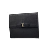 【6ke5286】サルヴァトーレフェラガモ 財布 ヴァラ レザー ブラック シルバー金具【中古】レディース