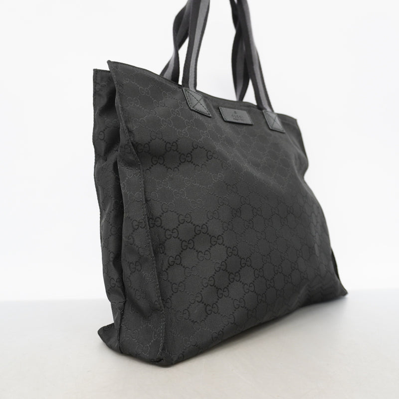 【6ke5289】グッチ トートバッグ GGナイロン 449178 ナイロン ブラック シルバー金具【中古】レディース