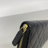 【6ke5307】シャネル 長財布 マトラッセ キャビアスキン ブラック ゴールド金具【中古】レディース