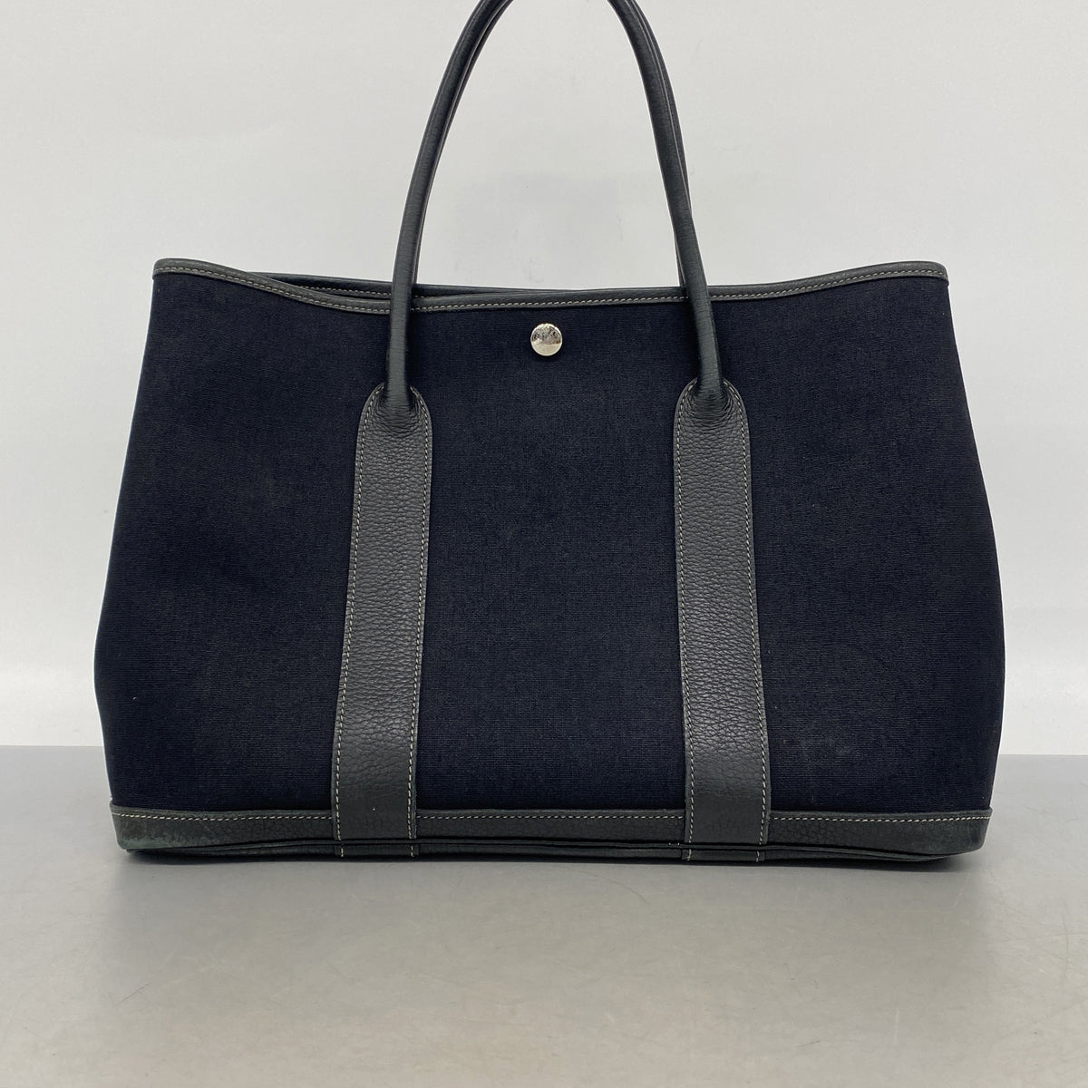 【6ke5319】エルメス トートバッグ ガーデンパーティPM トワルオフィシエ ブラック シルバー金具 □L刻印【中古】レディース