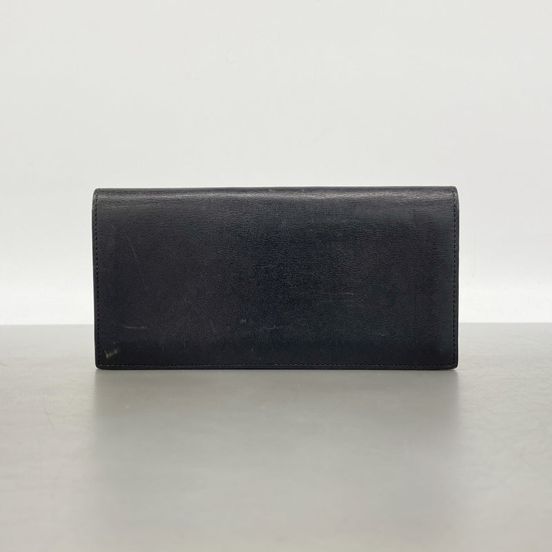 【6ke5326】カルティエ 長財布 マスト レザー ブラック シルバー金具【中古】メンズ レディース ユニセックス