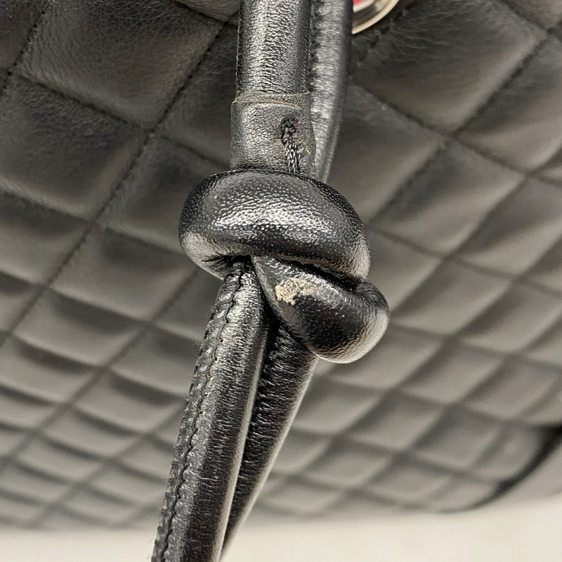 【6ke5327】シャネル トートバッグ カンボン ラムスキン ブラック シルバー金具【中古】レディース