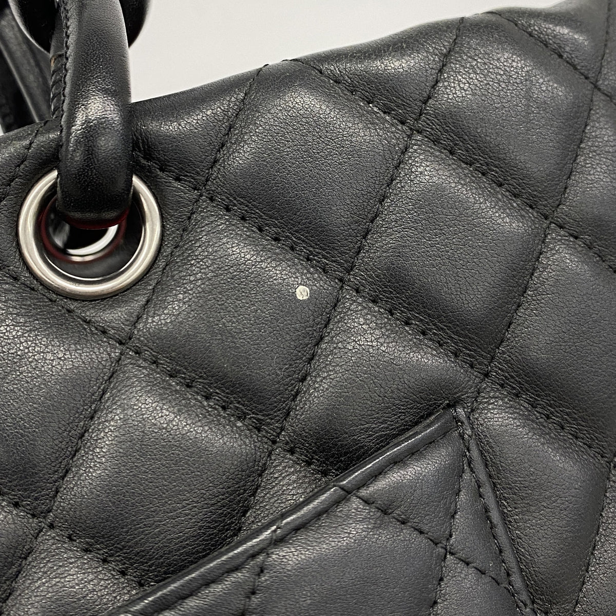 【6ke5327】シャネル トートバッグ カンボン ラムスキン ブラック シルバー金具【中古】レディース