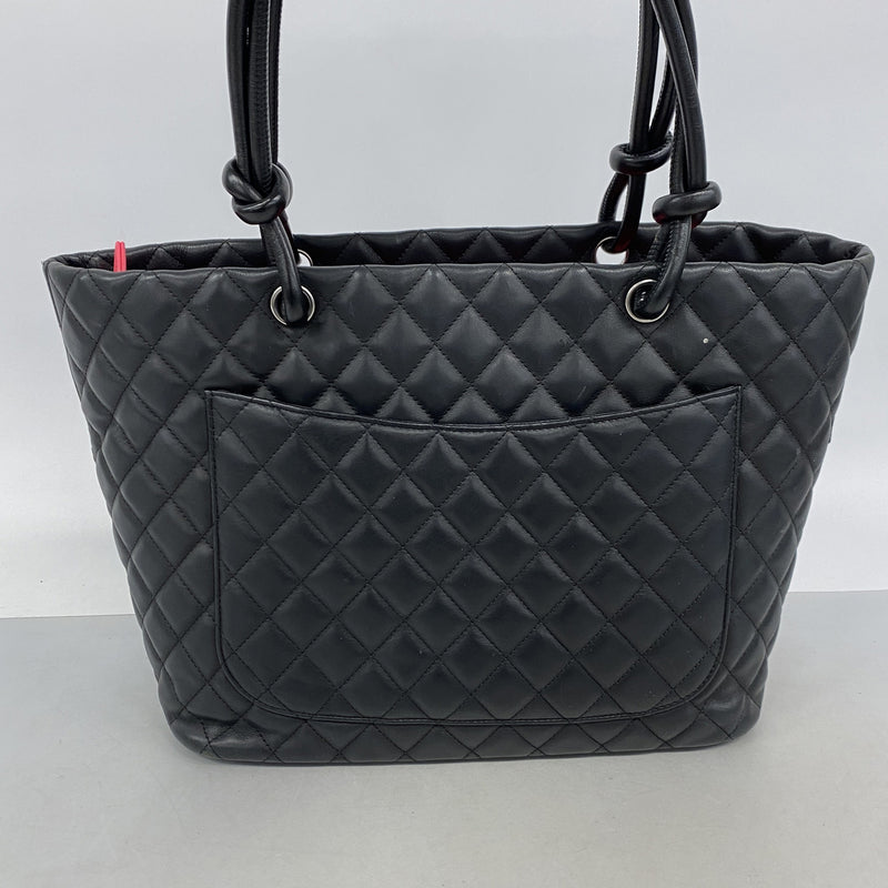 【6ke5327】シャネル トートバッグ カンボン ラムスキン ブラック シルバー金具【中古】レディース