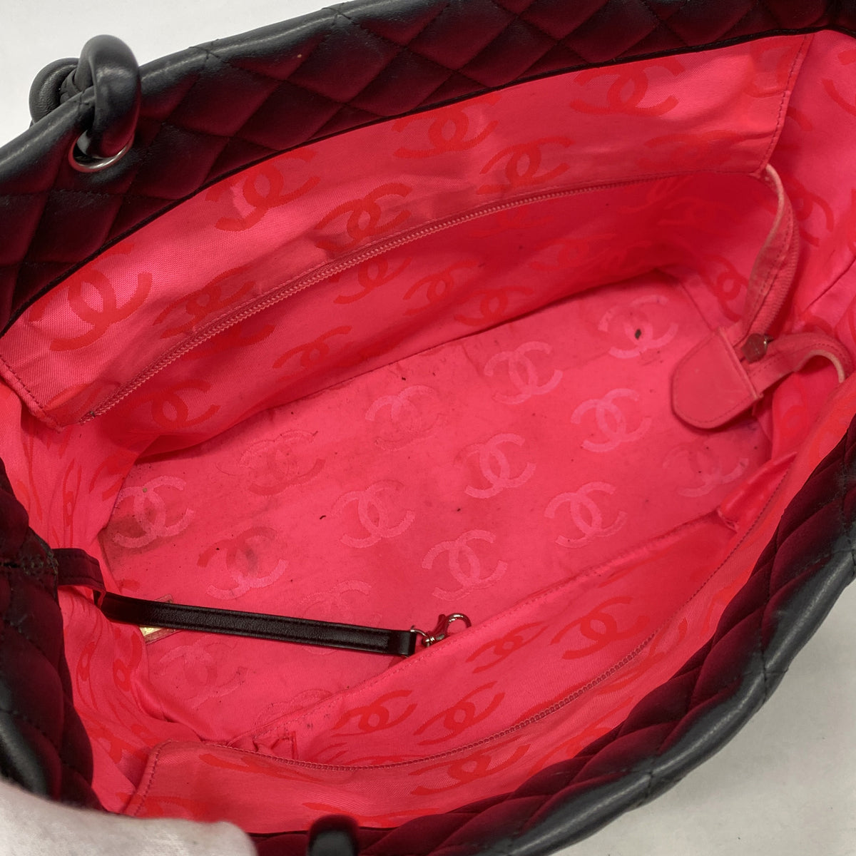 【6ke5327】シャネル トートバッグ カンボン ラムスキン ブラック シルバー金具【中古】レディース