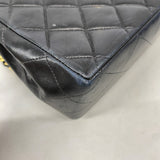 【6ke5328】シャネル ショルダーバッグ デカマトラッセ Wチェーン ラムスキン ブラック ゴールド金具【中古】レディース