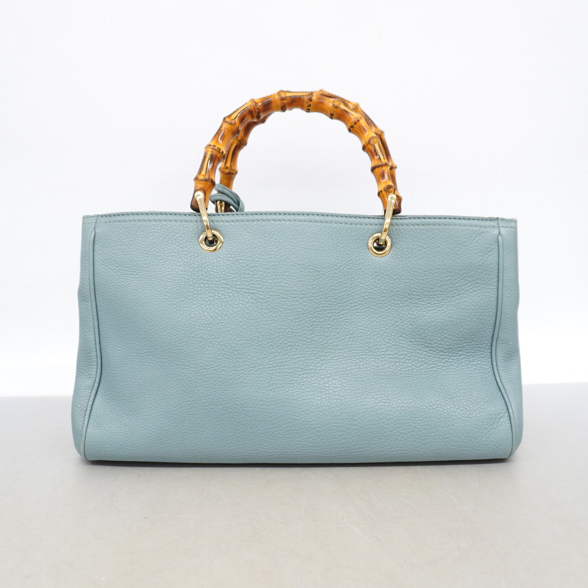 【6ke5339】グッチ ハンドバッグ バンブー 323660 レザー ライトブルー シャンパンゴールド金具【中古】レディース