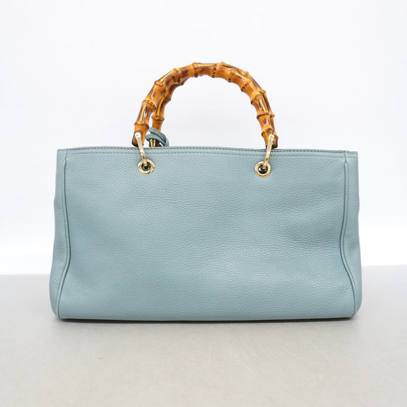 【6ke5339】グッチ ハンドバッグ バンブー 323660 レザー ライトブルー シャンパンゴールド金具【中古】レディース