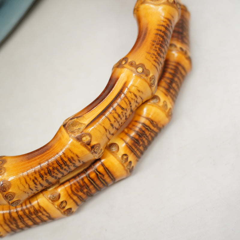 【6ke5339】グッチ ハンドバッグ バンブー 323660 レザー ライトブルー シャンパンゴールド金具【中古】レディース