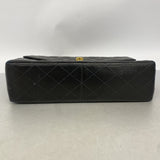 【6ke5348】シャネル ショルダーバッグ デカマトラッセ Wチェーン ラムスキン ブラック ゴールド金具【中古】レディース