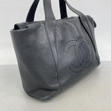 【6ke5349】シャネル トートバッグ シェブロン ラムスキン ブラック シルバー金具【中古】レディース