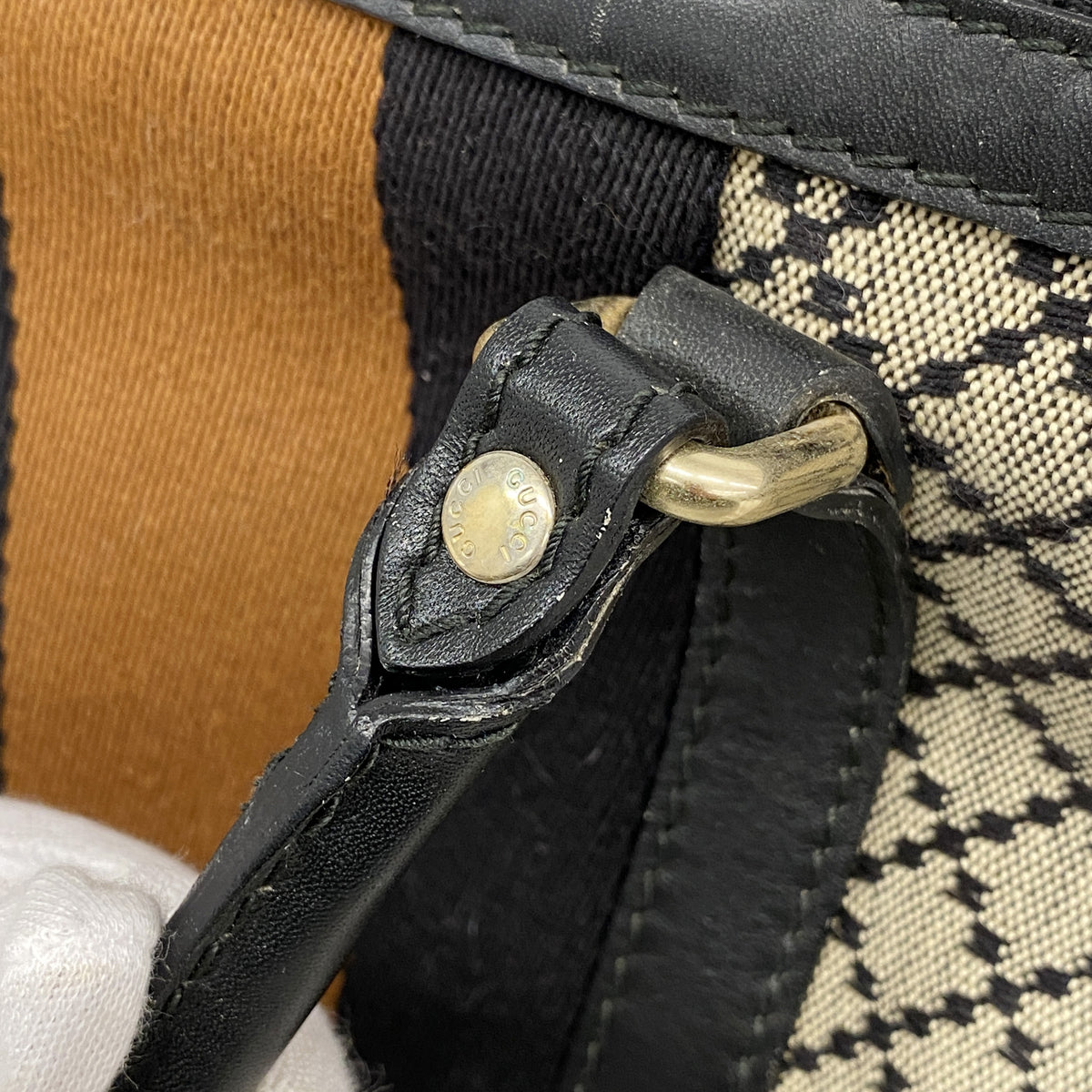 【6ke5357】グッチ ハンドバッグ ディアマンテ 257341 キャンバス ブラック シャンパンゴールド金具 2wayバッグ【中古】レディース