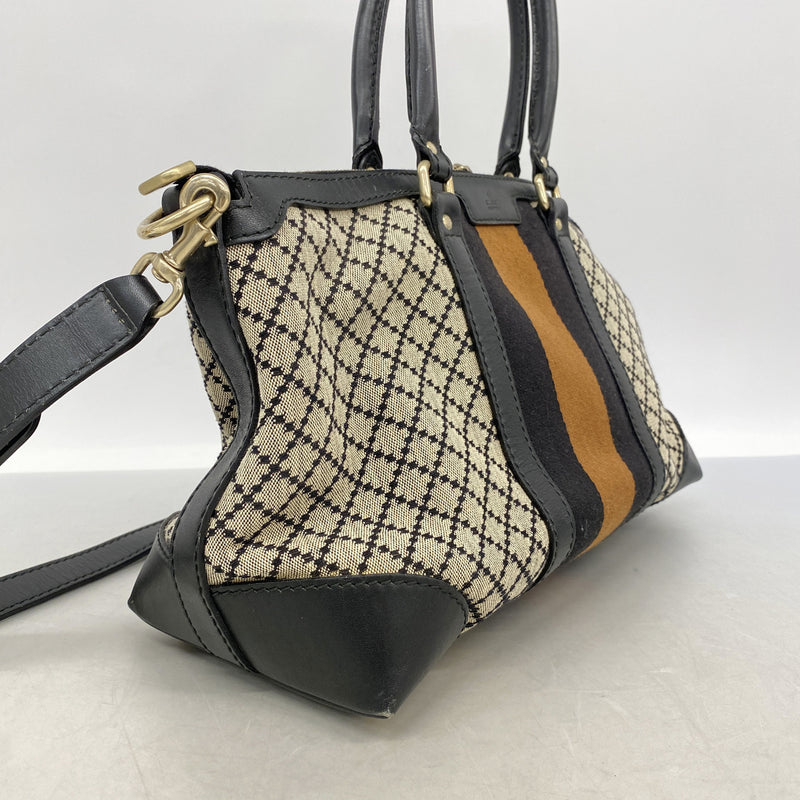 【6ke5357】グッチ ハンドバッグ ディアマンテ 257341 キャンバス ブラック シャンパンゴールド金具 2wayバッグ【中古】レディース