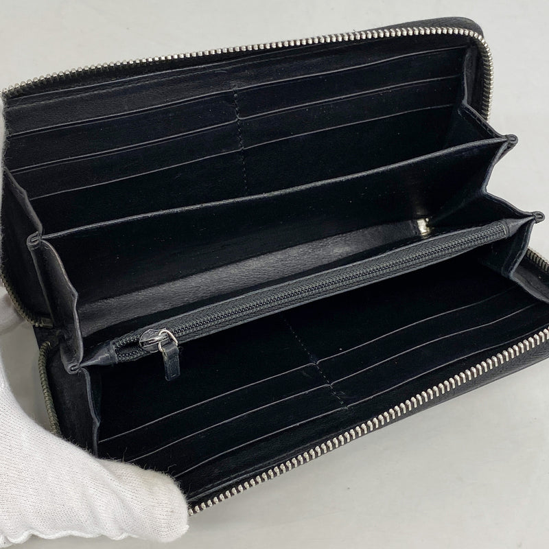 【6ke5358】グッチ 長財布 グッチシマ 233025 レザー ブラック シルバー金具【中古】レディース