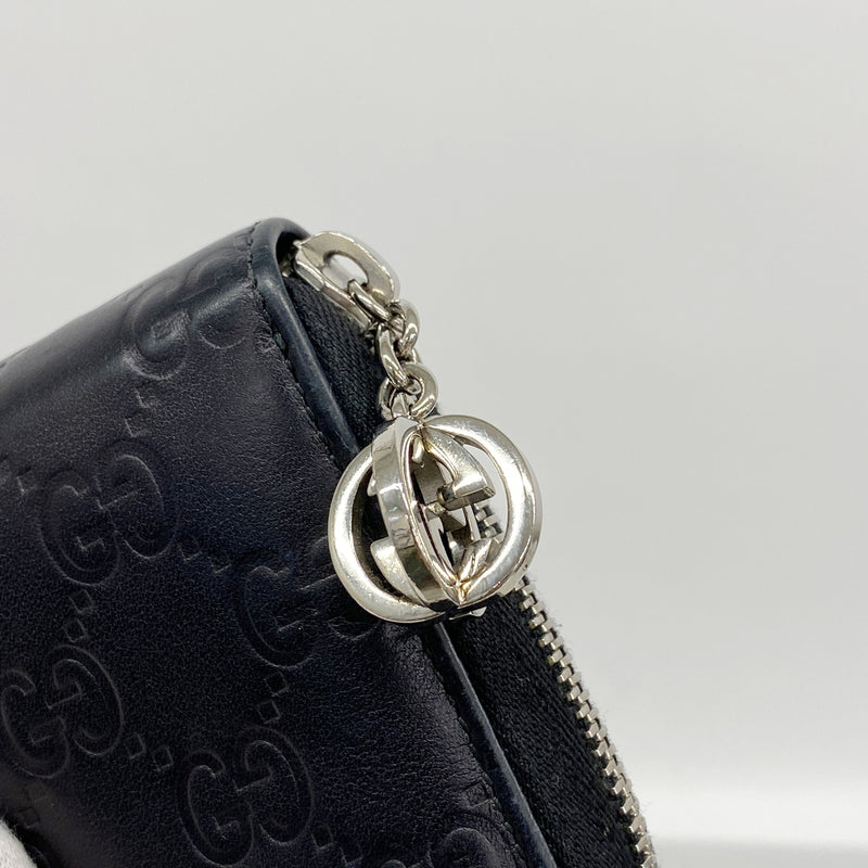 【6ke5358】グッチ 長財布 グッチシマ 233025 レザー ブラック シルバー金具【中古】レディース
