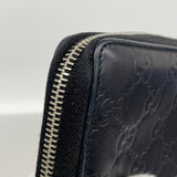 【6ke5358】グッチ 長財布 グッチシマ 233025 レザー ブラック シルバー金具【中古】レディース