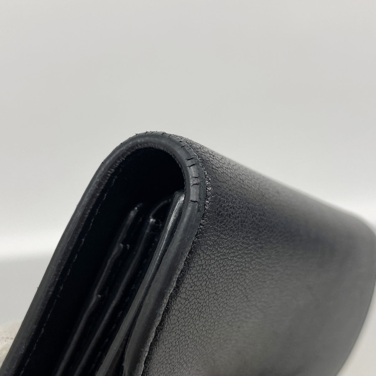 【6ke5359】セリーヌ 三つ折り財布 トリオンフ レザー ブラック ゴールド金具【中古】レディース