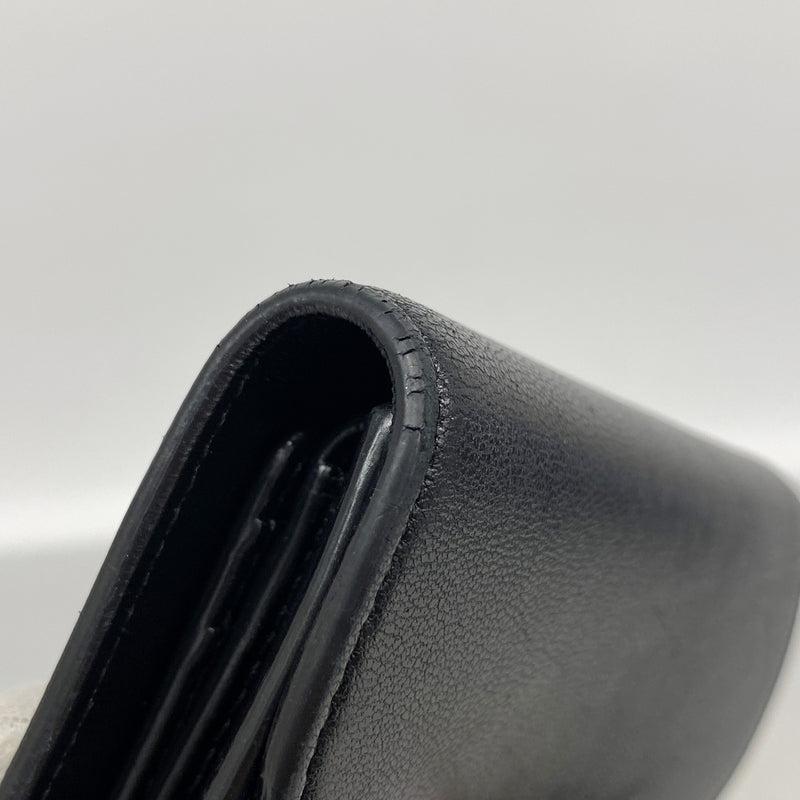 【6ke5359】セリーヌ 三つ折り財布 トリオンフ レザー ブラック ゴールド金具【中古】レディース