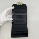 【6ke5359】セリーヌ 三つ折り財布 トリオンフ レザー ブラック ゴールド金具【中古】レディース