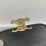 【6ke5359】セリーヌ 三つ折り財布 トリオンフ レザー ブラック ゴールド金具【中古】レディース