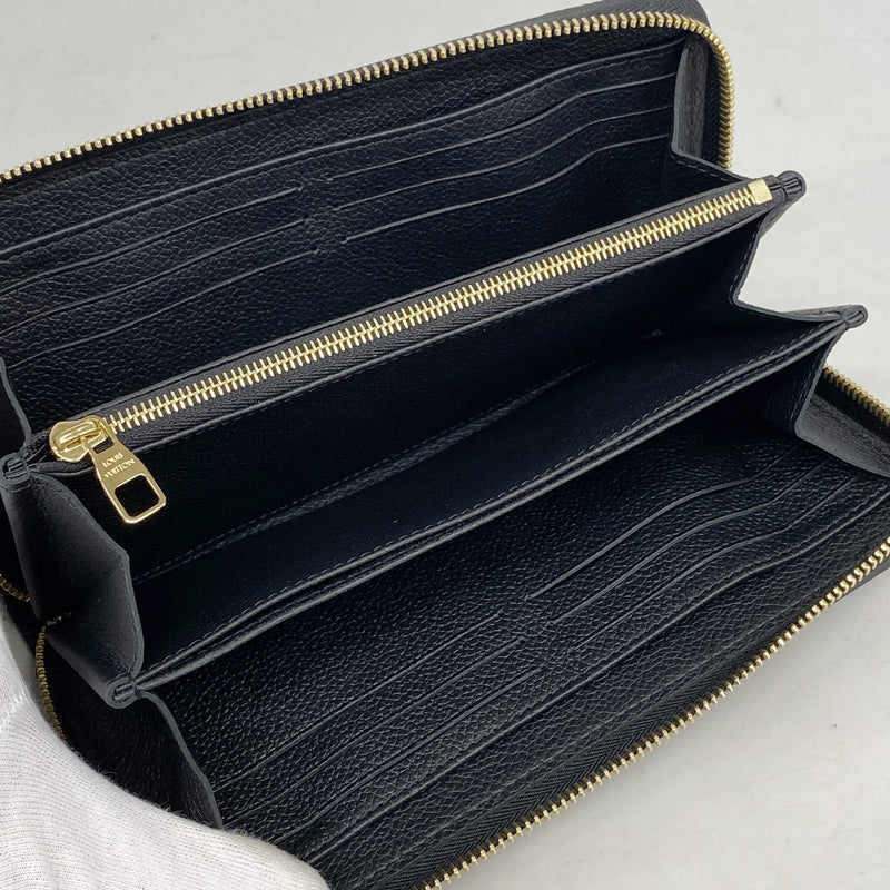 【6ke5363】ルイヴィトン 長財布 モノグラム・アンプラント バイカラー ジッピーウォレット M28794 ブラック ベージュ【中古】レディース